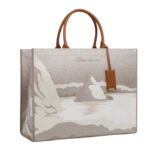 SANTONI BEIGE FABRIC SHOPPER
