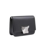 SANTONI BLACK LEATHER CROSSBODY BAG
