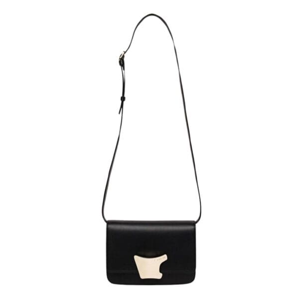 SANTONI BLACK LEATHER CROSSBODY BAG