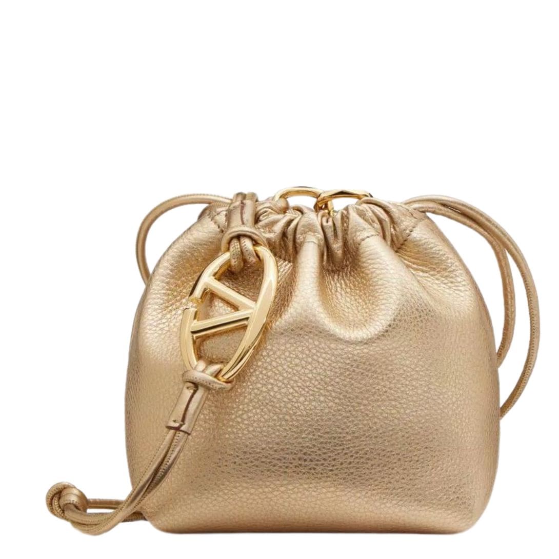 VALENTINO GARAVANI VLOGO POUF NAPPA LEATHER MINI BUCKET BAG