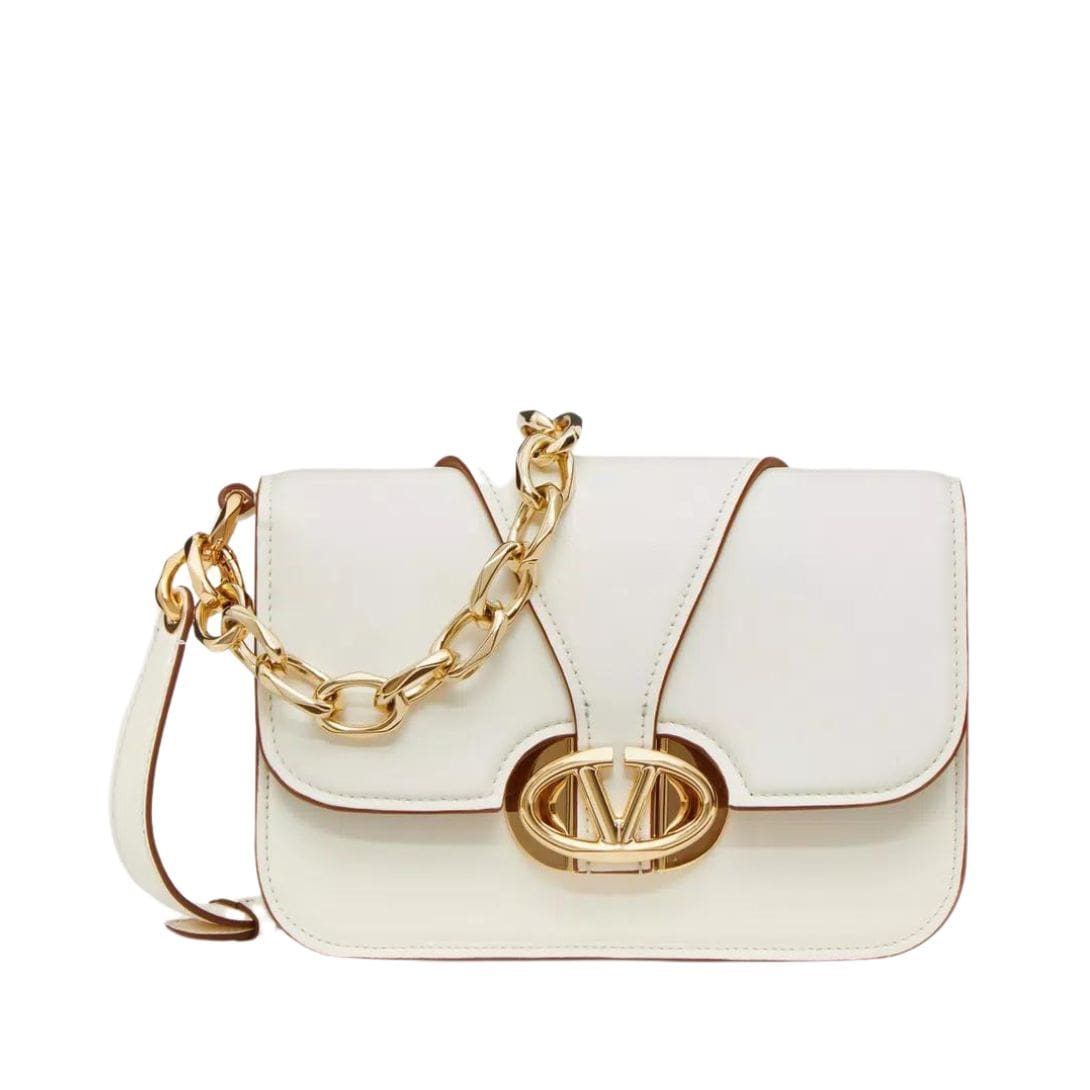 VALENTINO GARAVANI VLOGO O'CLOCK SMALL NAPPA LEATHER SHOULDER BAG WITH CHAIN