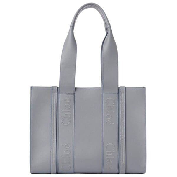 CHLOE MEDIUM WOODY TOTE BAG STORM BLUE