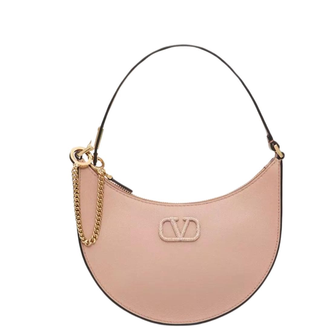 VALENTINO GARAVANI VLOGO SIGNATURE CALFSKIN HOBO MINI BAG WITH JEWEL LOGO