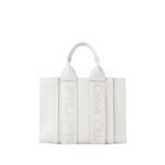 CHLOE SMALL WOODY TOTE BAG WHITE