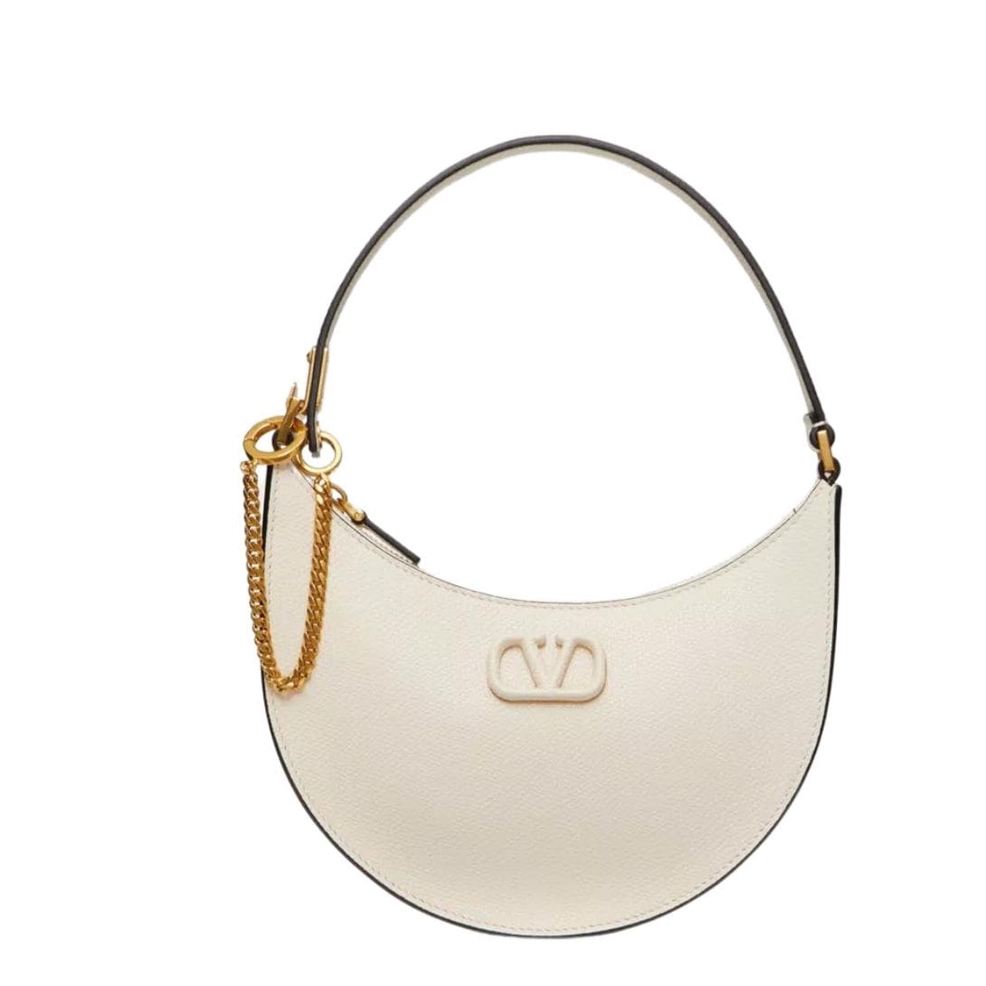 VALENTINO GARAVANI MINI VLOGO SIGNATURE GRAINY CALFSKIN HOBO BAG 1 VALENTINO GARAVANI MINI VLOGO SIGNATURE GRAINY CALFSKIN HOBO BAG