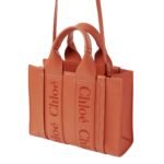 CHLOE SMALL WOODY TOTE BAG TAWNY ORANGE