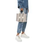 CHLOE SMALL WOODY TOTE BAG COTTON GREY