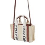 CHLOE MINI WOODY TOTE BAG BROWN AND BEIGE