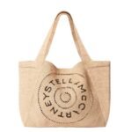 STELLA MCCARTNEY LOGO RAFFIA LARGE TOTE BAG