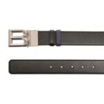 BALLY B-BOLD 35MM REVERSIBLE AND ADJUSTABLE BELT IN BLACK AND MARINE LEATHER