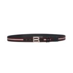 BALLY B BOLD 35MM REVERSIBLE BELT IN RED WHITE RED FABRIC AND LEATHER