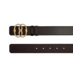 BALLY ICONIC 35MM BELT IN BROWN AND BLACK LEATHER