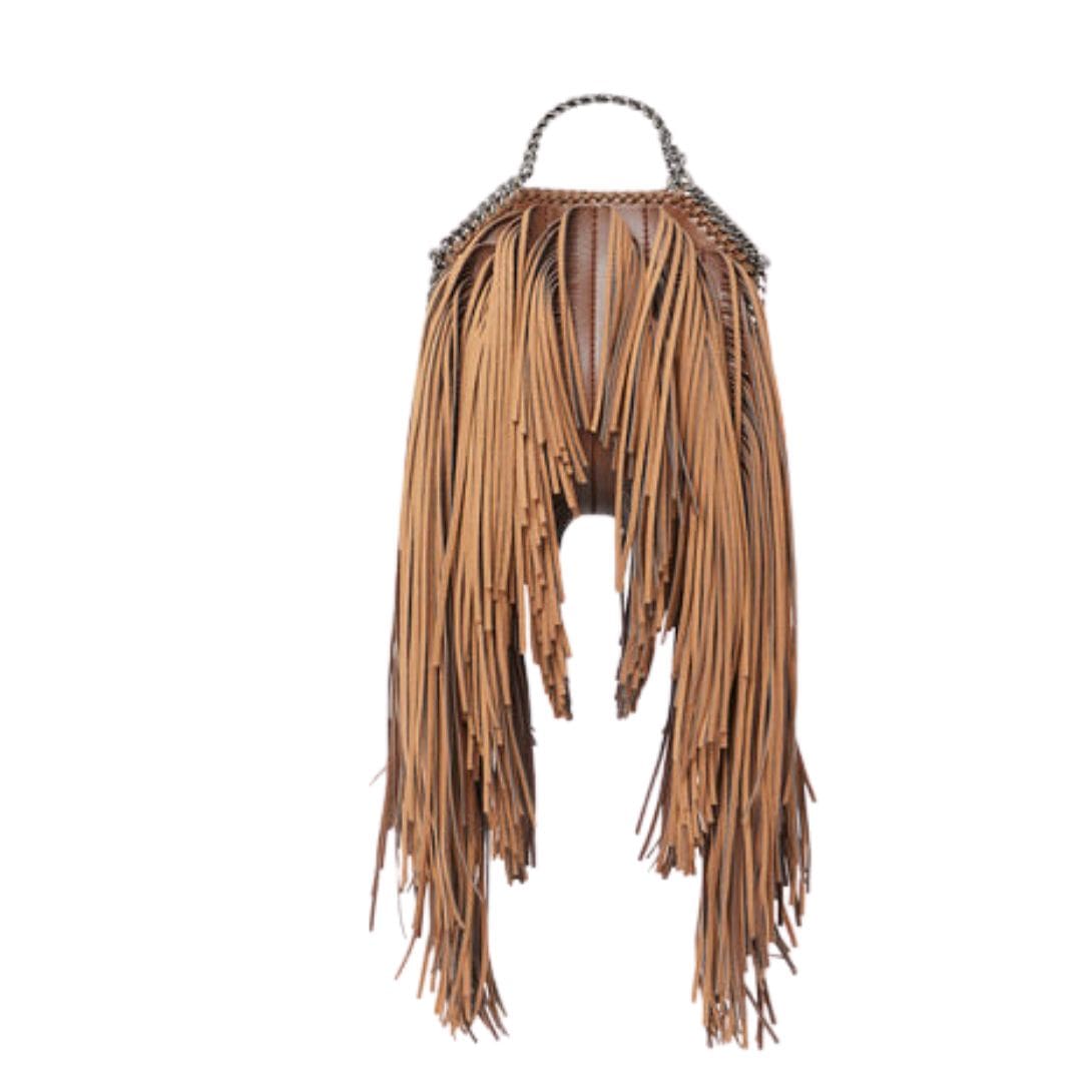 STELLA MCCARTNEY ALTER-SUEDE FRINGE FALABELLA TINY TOTE BAG