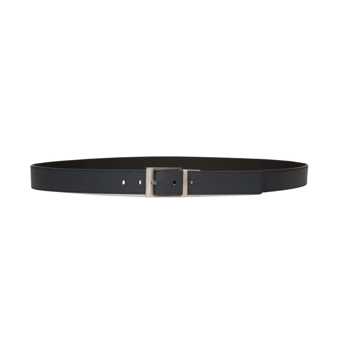 BALLY DRESS BELT IN MIDNIGHT AND BLACK LEATHER