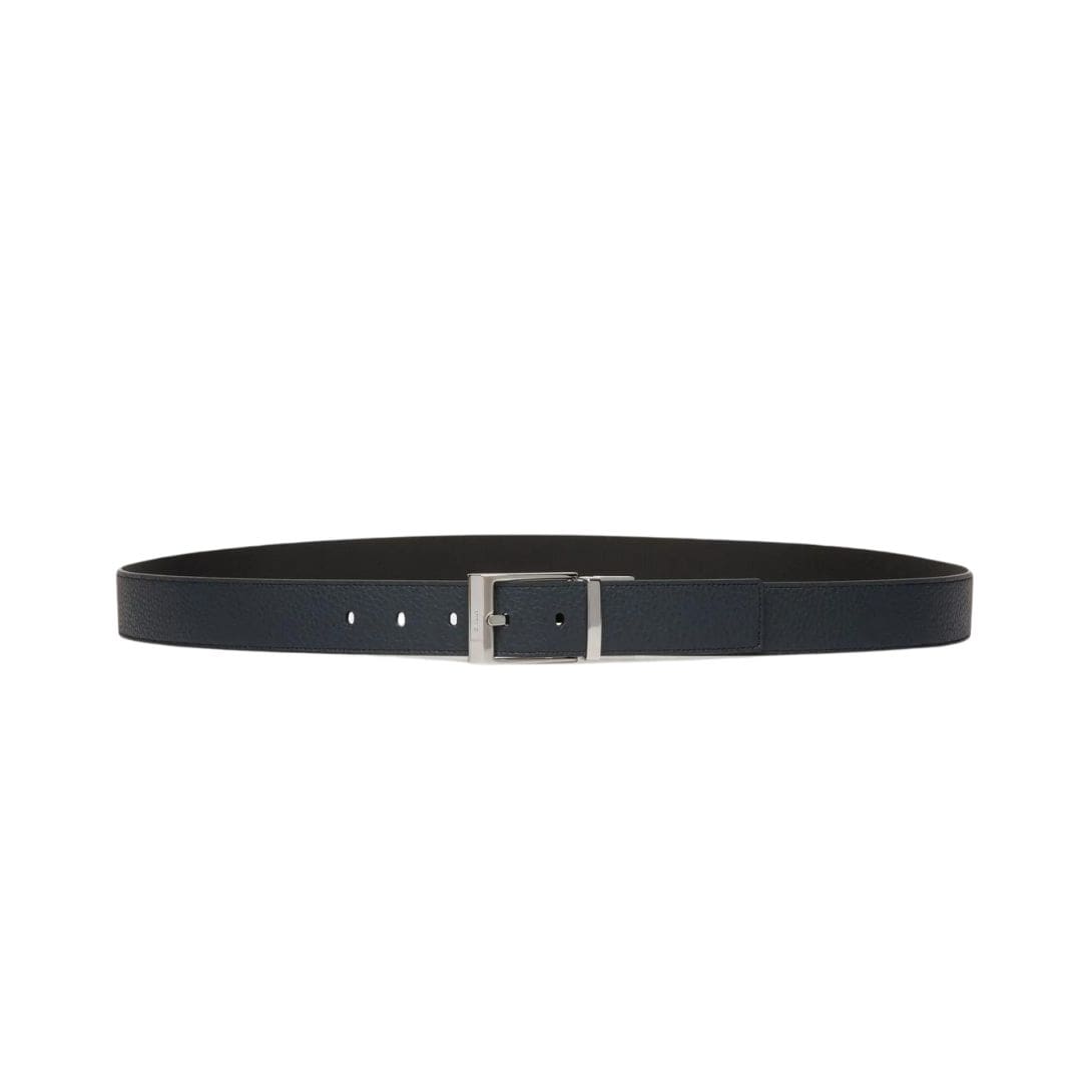 BALLY SHIFFIE 35MM REVERSIBLE AND ADJUSTABLE BELT IN BLACK AND BLUE LEATHER