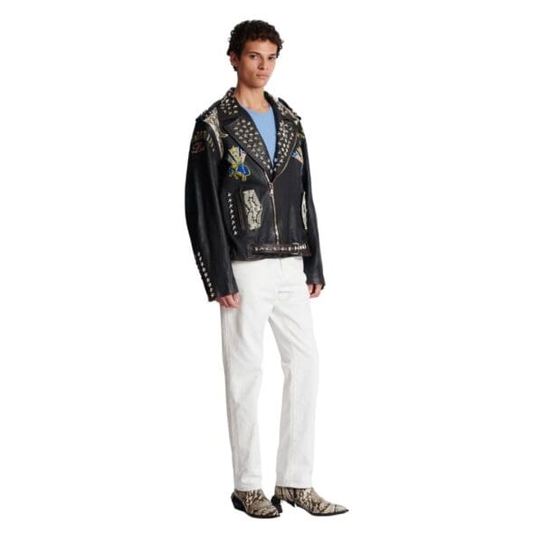 BALMAIN WESTERN LEATHER BIKER JACKET