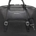 SANTONI BLACK EMBOSSED LEATHER BRIEFCASE