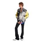  BALMAIN LEATHER VARSITY JACKET WITH TIGER PRINT