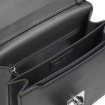 SANTONI BLACK LEATHER CROSSBODY BAG