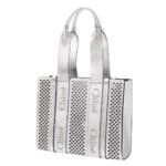 CHLOE MEDIUM WOODY TOTE BAG SILVER