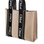 CHLOE LARGE WOODY TOTE BAG BLACK & BLUE