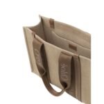 CHLOE WOODY TOTE BAG IN LINEN DARK NUT