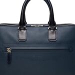SANTONI BLUE LEATHER LAPTOP BAG
