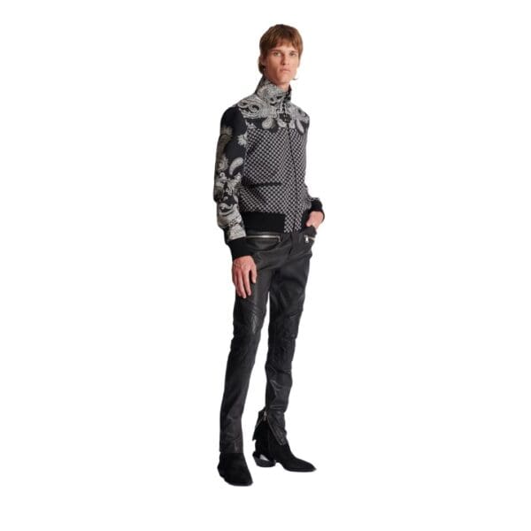 BALMAIN MINI MONOGRAM AND PAISILEY BOMBER JACKET