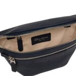 SANTONI BLUE TUMBLED LEATHER BELT BAG