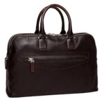 SANTONI BROWN LEATHER LAPTOP BAG