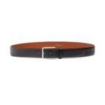 SANTONI ADJUSTABLE BLACK SAFFIANO LEATHER BELT