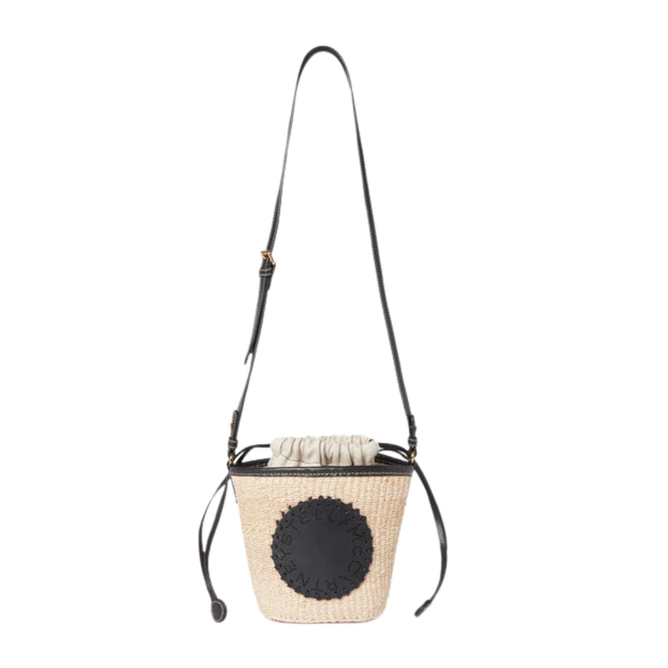 STELLA MCCARTNEY LOGO RAFFIA CROSSBODY BAG