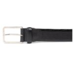 SANTONI MEN’S BLUE EMBOSSED LEATHER ADJUSTABLE BELT