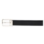 SANTONI MEN’S POLISHED BLACK LEATHER ADJUSTABLE BELT