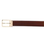 SANTONI MEN’S POLISHED BROWN LEATHER ADJUSTABLE BELT