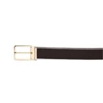 SANTONI MEN’S POLISHED BROWN LEATHER ADJUSTABLE BELT