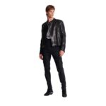 BALMAIN ZIPPED LEATHER BIKER JACKET