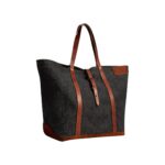 RALPH LAUREN LEATHER-TRIM DENIM TOTE
