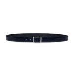 SANTONI REVERSIBLE AND ADJUSTABLE SMOOTH BLUE AND TUMBLED BLACK LEATHER BELT