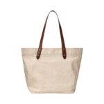 RALPH LAUREN LEATHER-TRIM TWILL TOTE