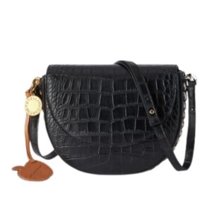 STELLA MCCARTNEY FRAYME CROC-EFFECT EMBOSSED MEDIUM FLAP SHOULDER BAG