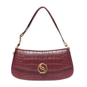 STELLA MCCARTNEY S-WAVE CROC-EFFECT EMBOSSED SHOULDER BAG