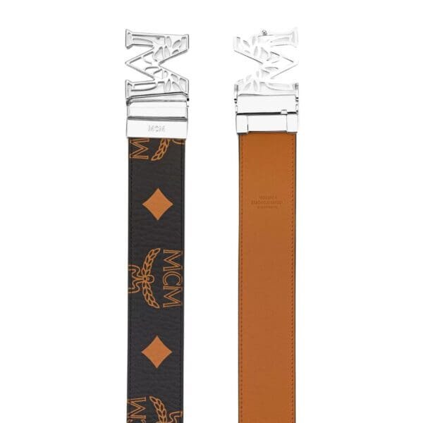 MCM CLAUS LAUREL M REVERSIBLE BELT 1.75” IN MAXI VISETOS SILVER