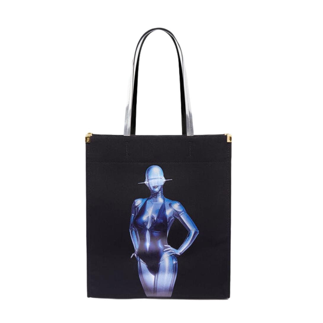 STELLA MCCARTNEY SEXY ROBOT GRAPHIC ORGANIC COTTON CANVAS TOTE BAG