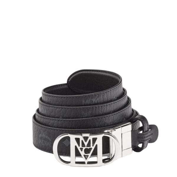 MCM MODE TRAVIA REVERSIBLE BELT 1” IN EMBOSSED LEATHER BLACK