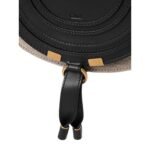 CHLOE SMALL MARCIE SADDLE BAG IN LINEN & SMOOTH LEATHER BLACK