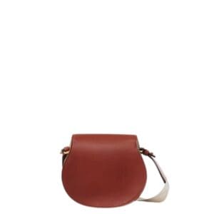 CHLOE SMALL MARCIE SADDLE BAG IN LINEN & SMOOTH LEATHER SEPIA BROWN
