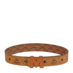 MCM CLAUS M REVERSIBLE MONOGRAM BELT 1.5” COGNAC