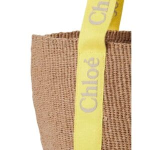 CHLOE LARGE WOODY BASKET YELLOW & BEIGE