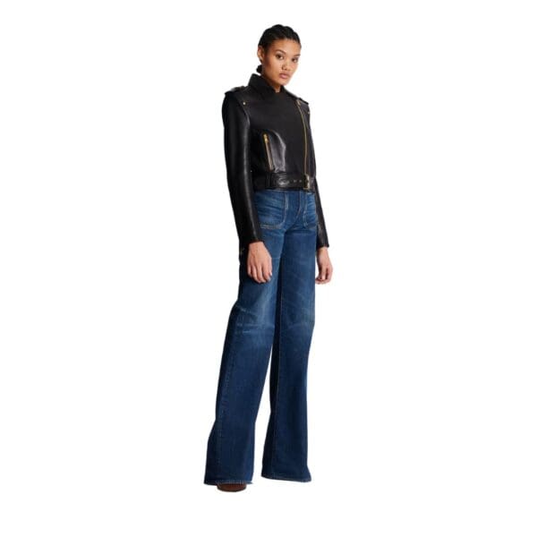 BALMAIN SHORT LEATHER BIKER JACKET